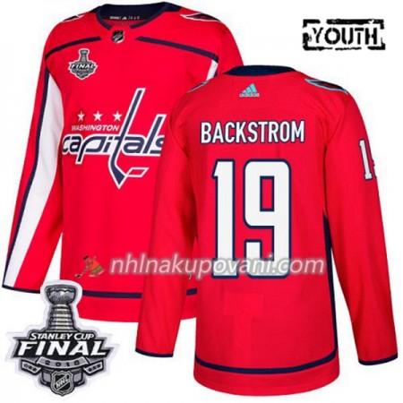 Washington Capitals Dresy Nicklas Backstrom 19 2018 Stanley Cup Final Patch Adidas Červená Authentic - Dětské